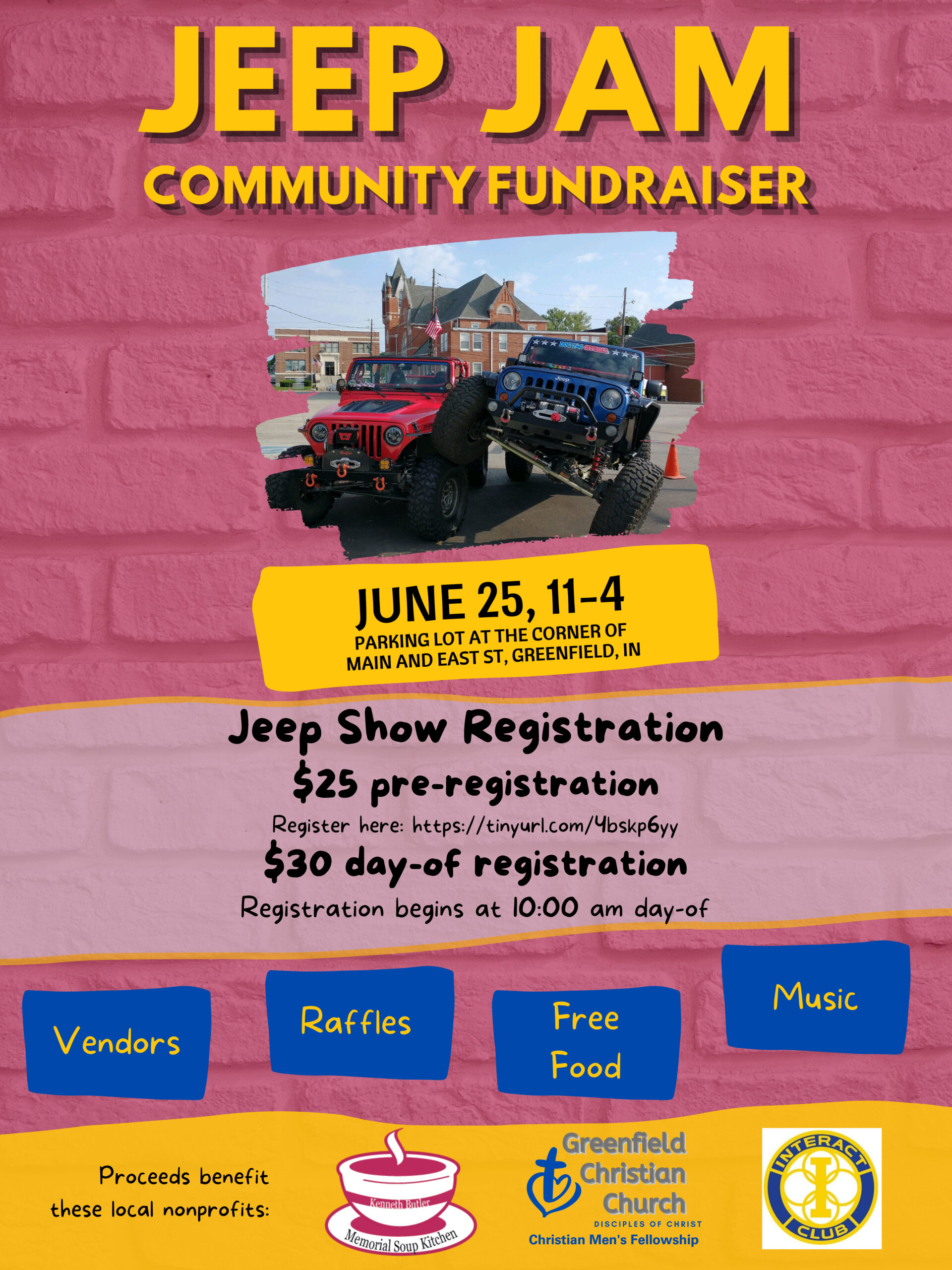 June 25 Jeep Jam Fundraiser Butler Memorial Soup Kitchen